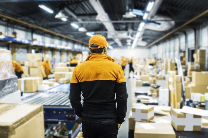 Fulfillment operator walking through warehouse