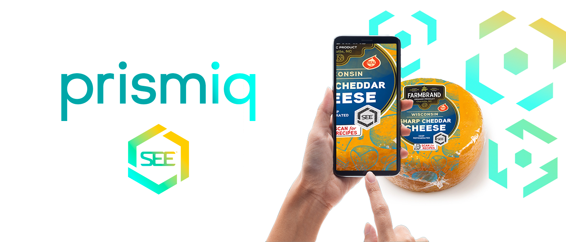 phone scanning smart code on cheese block