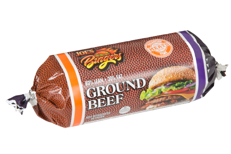 Clipped Chub Film with ground beef fresh red meat