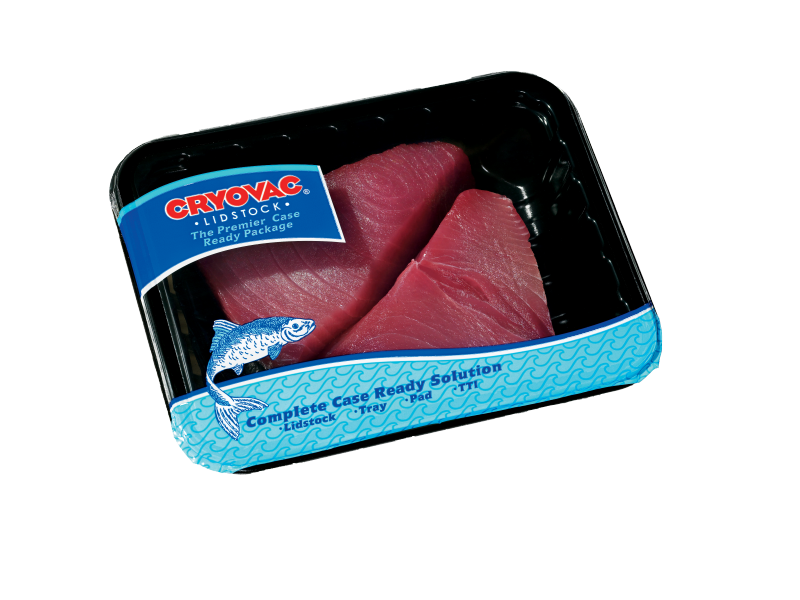 CRYOVAC printed lid film for fresh seafood tuna fillet