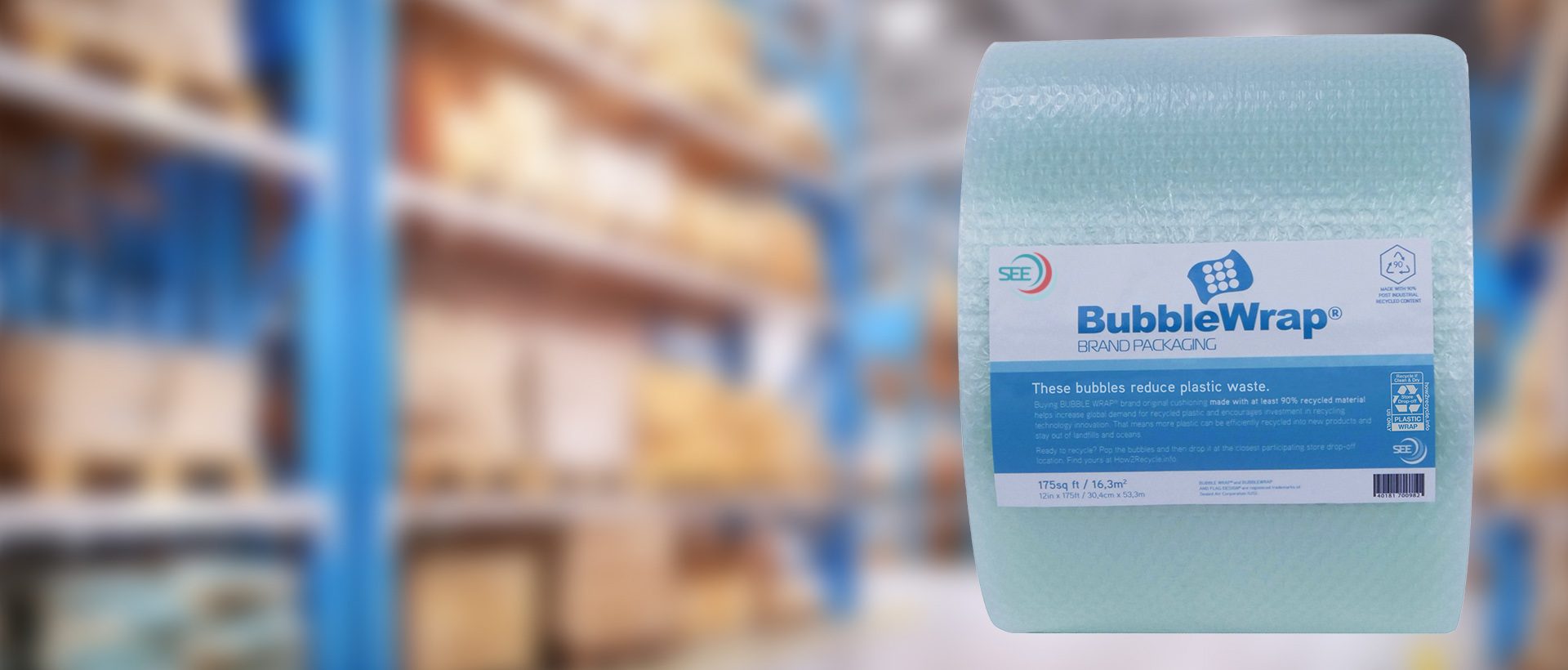 embalaje marca bubble wrap con contenido reciclado