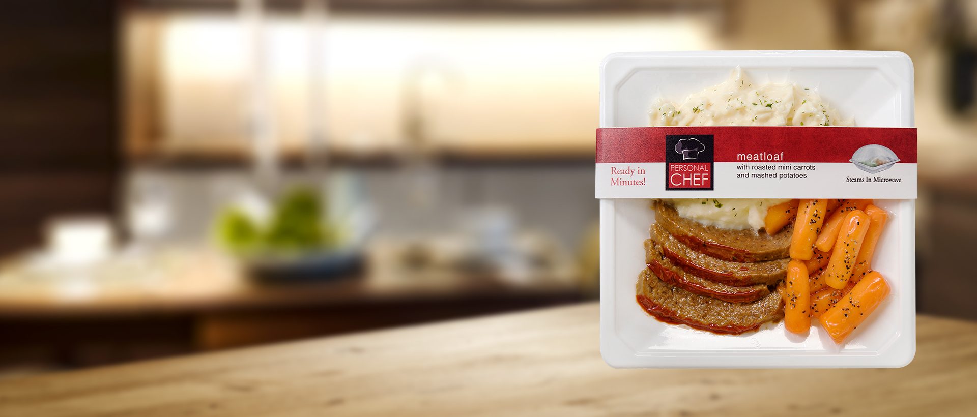 Simple Steps® Verpackung von Fertiggerichten mit Hackbraten, Karotten und Kartoffelpüree