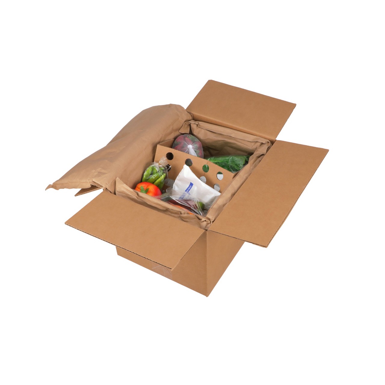 Alimentos entregados en una caja de kit de comida