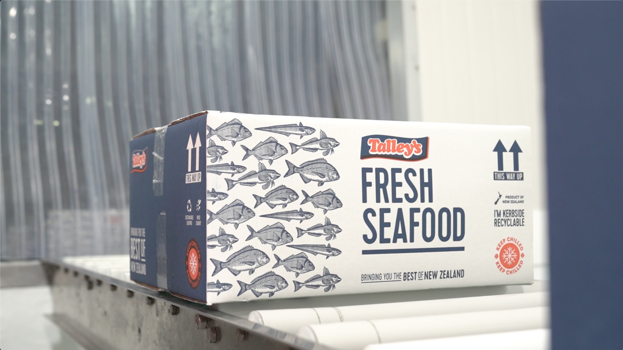 Mariscos Talley envasados con los revestimientos aislantes TempGuard marca SEALED AIR