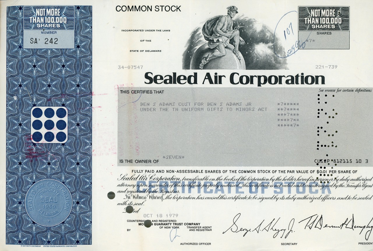 Emisión de acciones ordinarias de Sealed Air Corporation