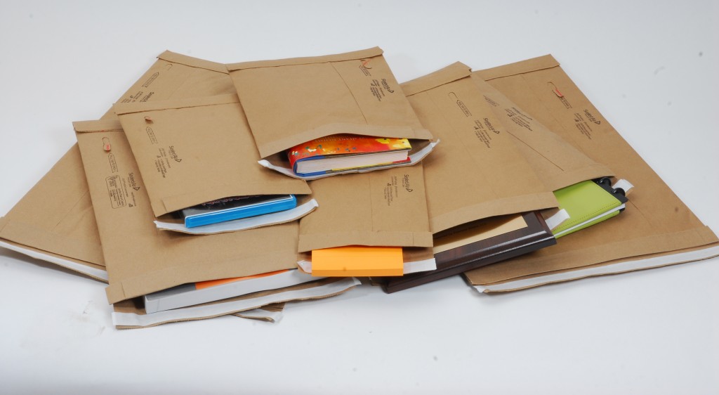 assorted packages encased in Jiffy padded mailer