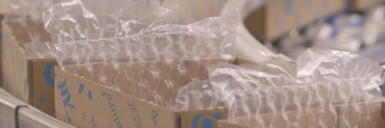 packages on conveyor belt
