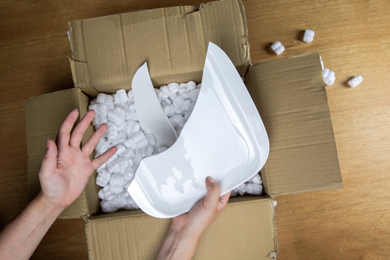 A customer received a box containing a broken product.